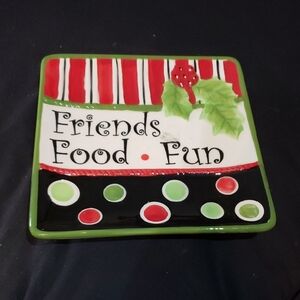 Fitz and Floyd Ceramic Plate with Green Trim